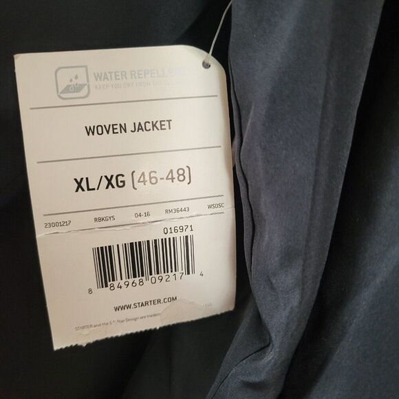 NEW Starter XL 46-48 Woven Jacket Water Repellent Men's Hooded full zip NOS NWT - Picture 12 of 13
